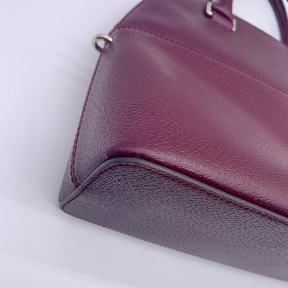 Kate Spade Deep Plum Pebbled Leather Carli Grove Street Satchel Crossbody Bag - Picture 9 of 11